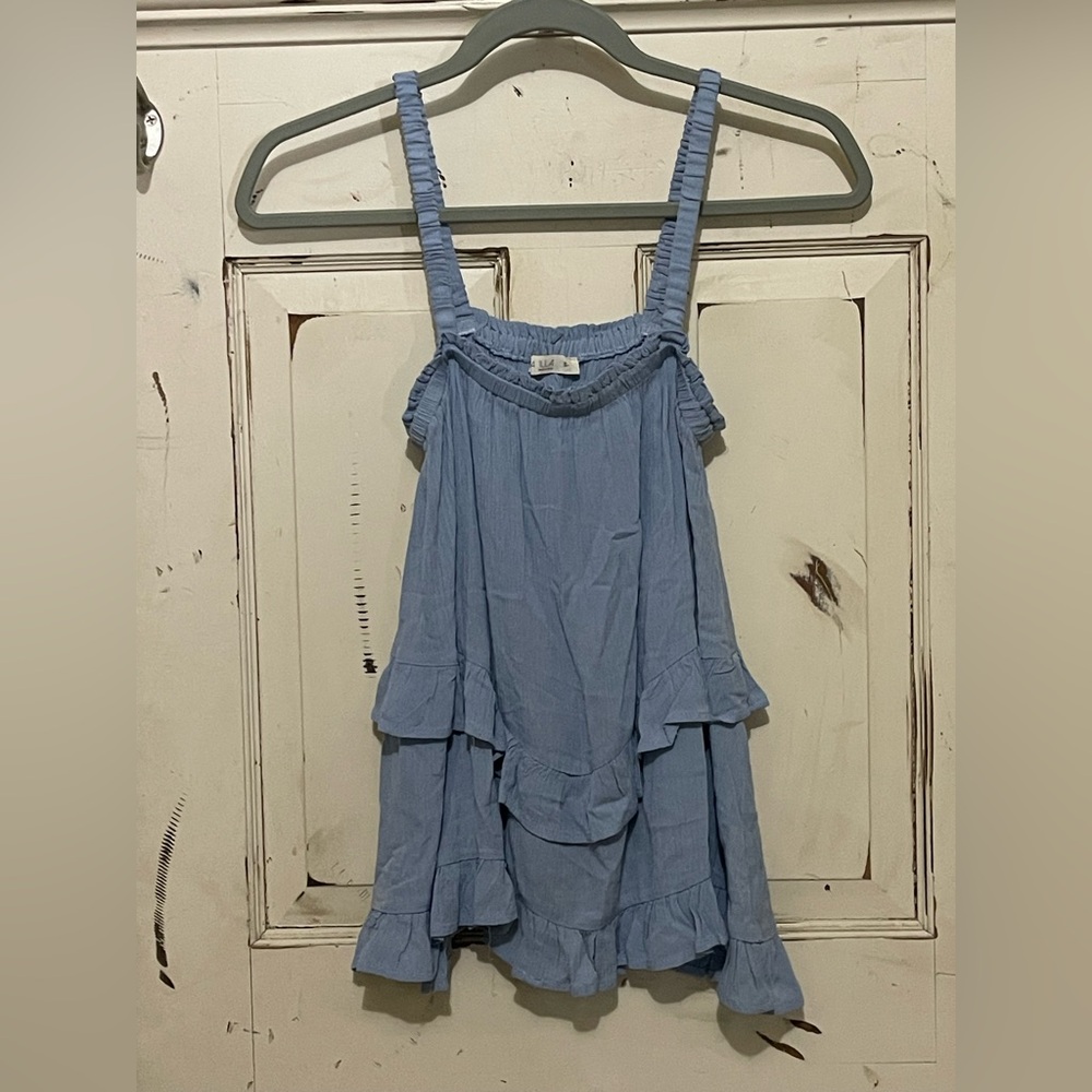 ILLA ILLA Light Blue Ruffle Tiered Tank Top